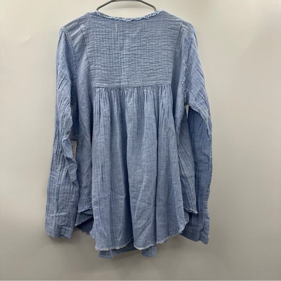 We the Free People Sand Dune Long Sleeve Henley‎ Top in Blue Size M NEW - Picture 5 of 9